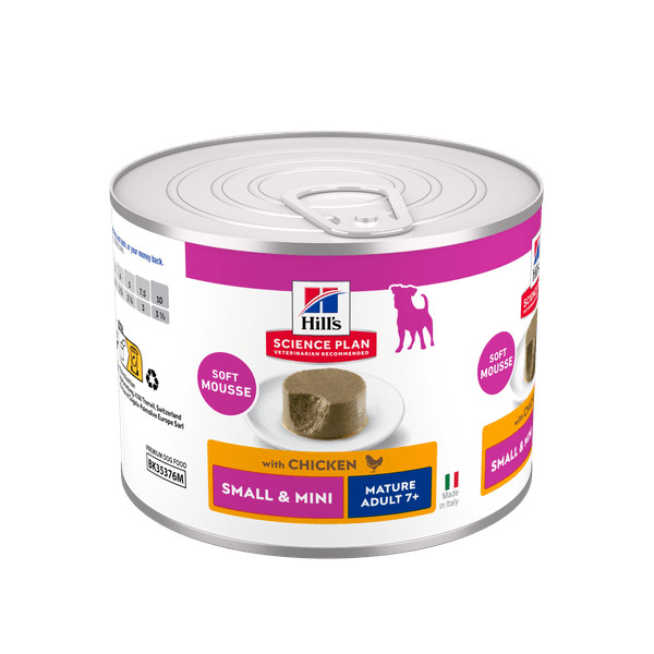 Hill's Hill's Mature Adult 7+ Small & Mini mousse nat hondenvoer met kip blik 24 x 200 g