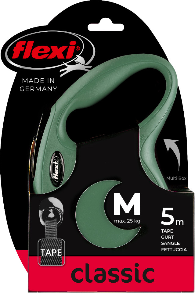 Flexi Classic Tape rollijn 5 meter olijfgroen