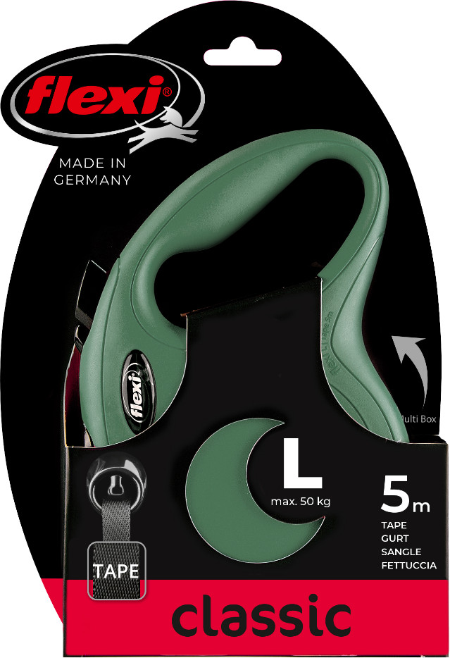 Flexi Classic Tape rollijn 5 meter olijfgroen