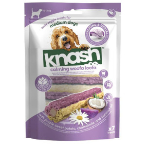 Knash Calming Woofa Loofa Sticks met paarse zoete aardappel, kamille en kokosolie hondensnack 1 x 7 sticks