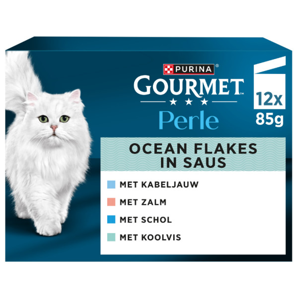 Gourmet Purina Gourmet Perle Ocean Flakes in saus natvoer kat (12x85 g) 4 dozen (48 x 85 g)