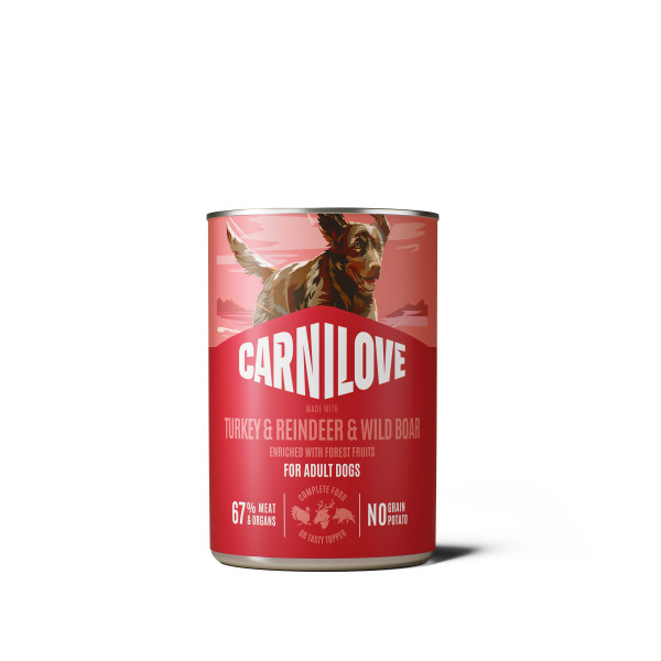 Carnilove Carnilove kalkoen met rendier en wild zwijn natvoer hond (blik) 1 tray (6 x 400 g)