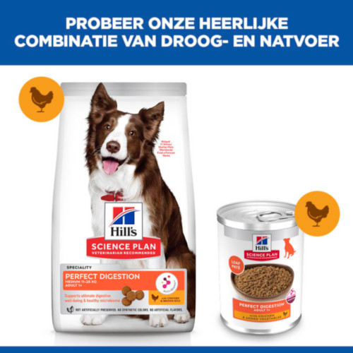 Hill's Adult Perfect Digestion met kip nat hondenvoer 363g blik