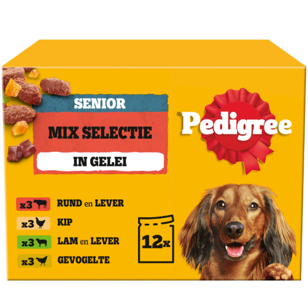 Pedigree Pedigree Senior Mix Selectie in gelei multipack natvoer hond maaltijdzakjes 1 doos (12 x 100 g)
