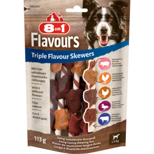 8in1 Triple Flavour skewers hondensnacks 3 verpakkingen afbeelding