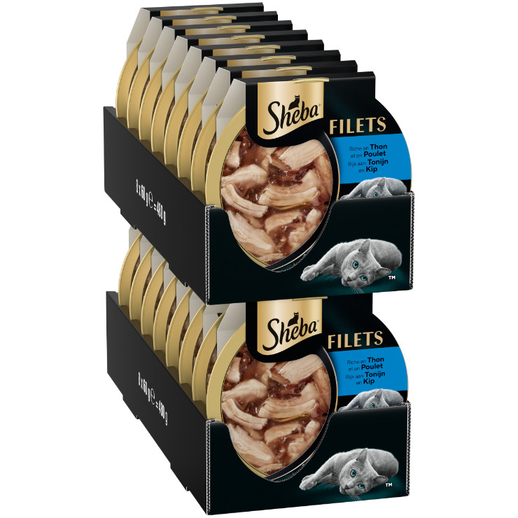 Sheba Filets met kip en tonijn in saus natvoer kat (kuipjes 60 g)