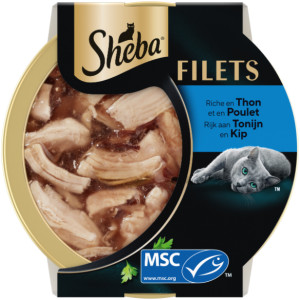 Sheba Filets met kip en tonijn in saus natvoer kat (kuipjes 60 g) 16 x 60 g