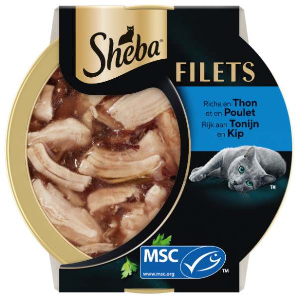 Sheba Sheba Filets met kip en tonijn in saus natvoer kat (kuipjes 60 g) 16 x 60 g