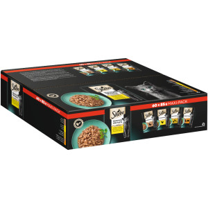 Sheba Mini Filets Gevogelte Selectie in saus natvoer kat maxipack (zakjes 85 g) 60 x 85 g