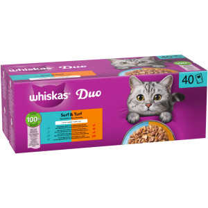 Whiskas 1+ Duo Surf & Turf in gelei natvoer kat multipack (zakjes 85 g) 2 verpakkingen (24 x 85 g) afbeelding