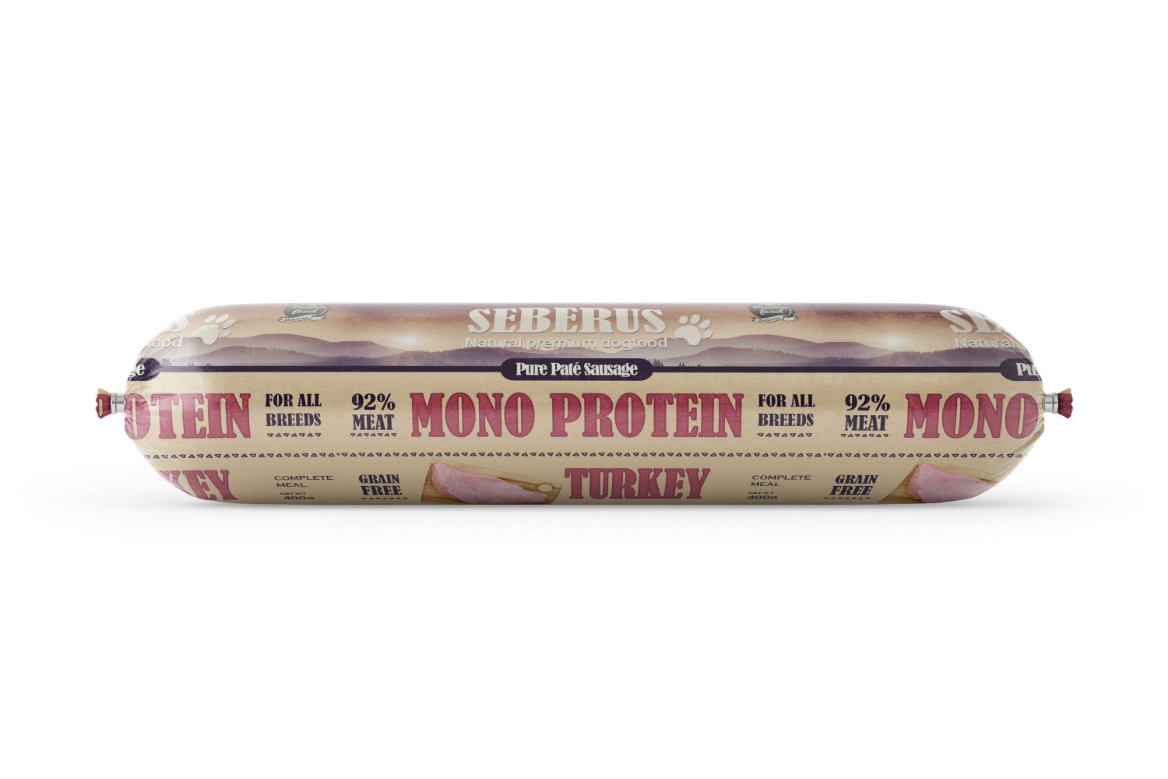 Seberus graanvrije worst monoproteïne kalkoen voor de hond (400 g)