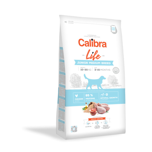 Calibra Calibra Life Junior Medium Breed kip en rijst hondenvoer 12 kg