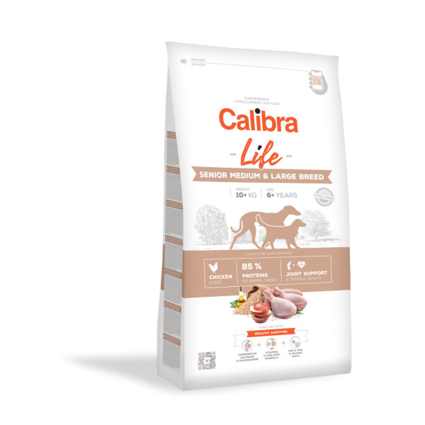 Calibra Calibra Life Senior Medium & Large Breed kip en rijst hondenvoer 12 kg