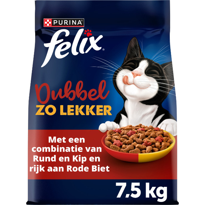 Felix Dubbel Zo Lekker Adult met rund en kip kattenvoer