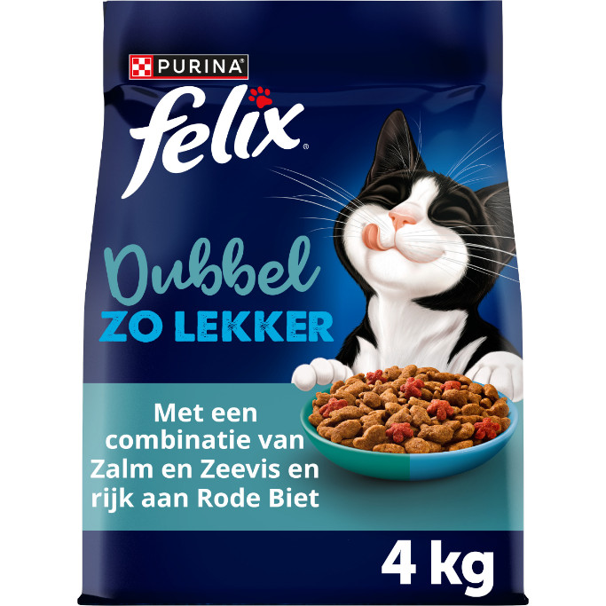 Felix Dubbel Zo Lekker Adult met zalm en zeevis kattenvoer
