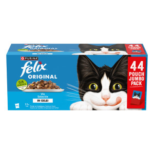 Felix Original Vis Selectie in gelei natvoer kat (jumbopack) Per doos (44 x 85 g)