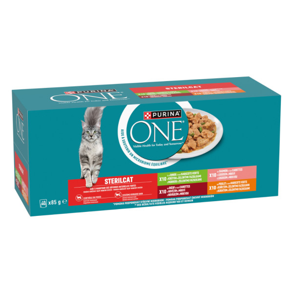 Purina ONE Purina One Adult Sterilcat Mix met rund, kalkoen, kip en zalm natvoer kat (multipack) 40 x 85 g