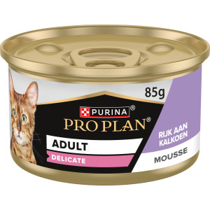 Pro Plan Adult Delicate Digestion mousse met kalkoen natvoer kat 24 x 85 g afbeelding