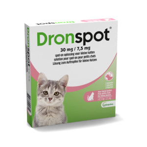 Dronspot 30 mg/7,5 mg Spot-on oplossing voor katten (0,5 - 2,5 kg) 2 pipetten afbeelding
