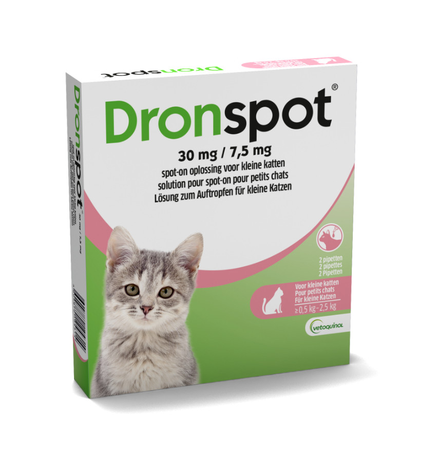 Dronspot 30 mg/7,5 mg Spot-on oplossing voor katten (0,5 - 2 kg)