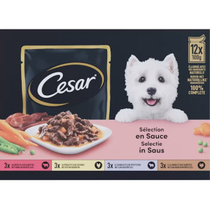 Cesar Adult Selection in saus multipack natvoer hond zakjes (100 g) 4 dozen (48 x 100 g)