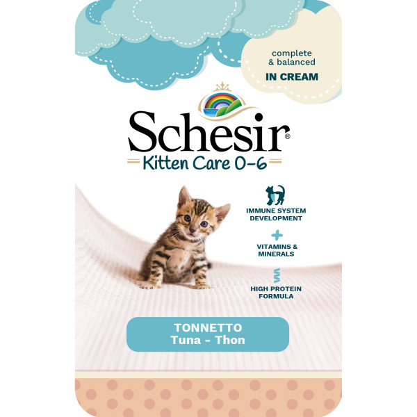 Schesir Kitten Care tonijn (creme) natvoer kat (zakjes) 1 doos (20 x 150 g)