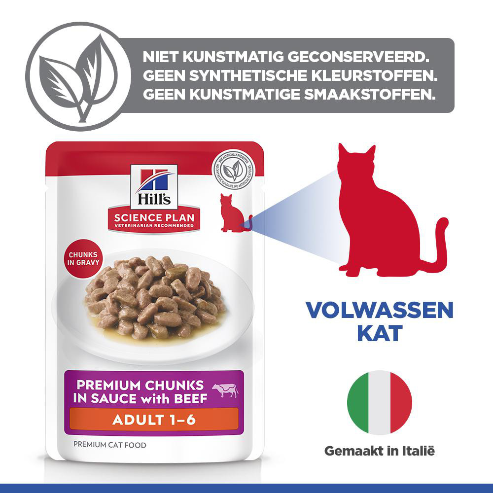 Hill's Adult nat kattenvoer met rund maaltijdzakje multipack
