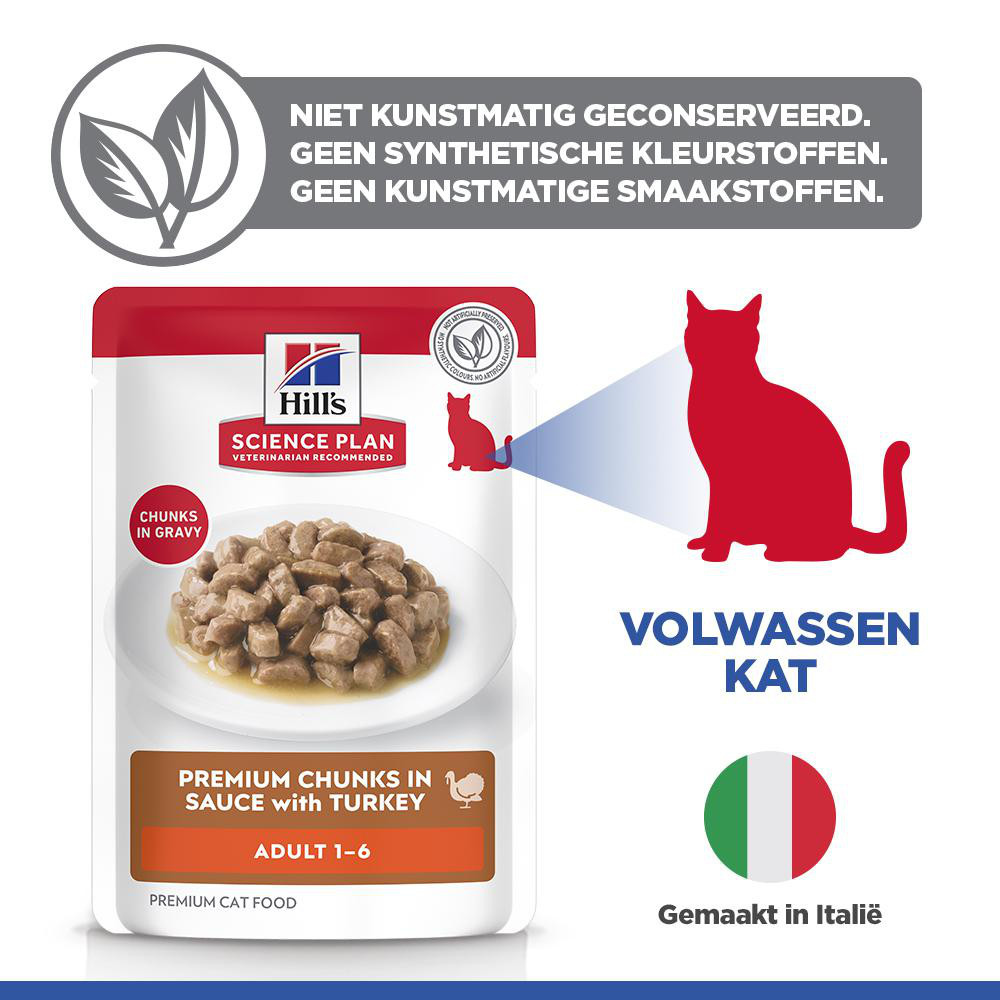 Hill's Adult nat kattenvoer met kalkoen maaltijdzakje multipack