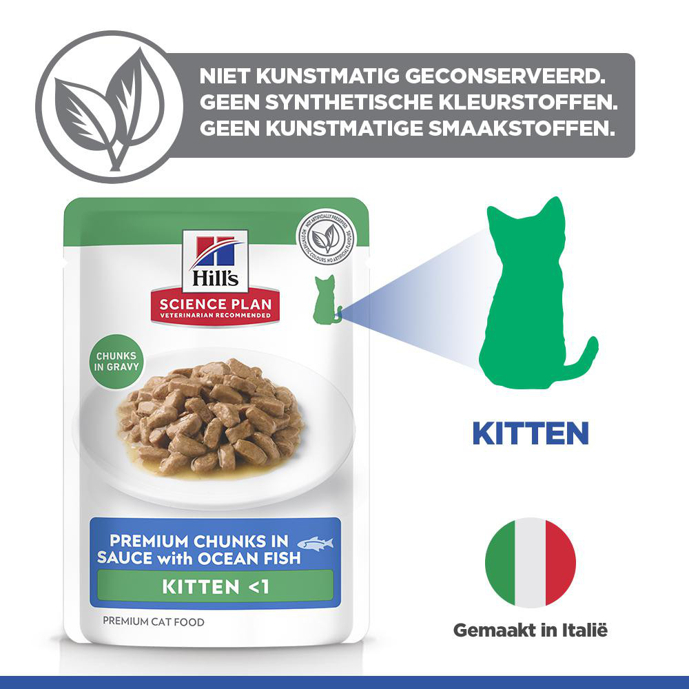 Hill's Kitten nat kattenvoer met zeevis maaltijdzakje multipack