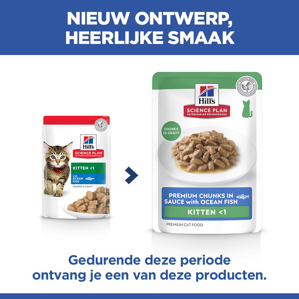 Hill's Kitten nat kattenvoer met zeevis maaltijdzakje multipack