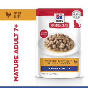Hill's Mature Adult 7+ nat kattenvoer met kip maaltijdzakje multipack 2 dozen (24 x 85 g)