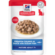 Hill's Mature Adult 7+ nat kattenvoer met zeevis maaltijdzakje multipack 4 dozen (48 x 85 g)