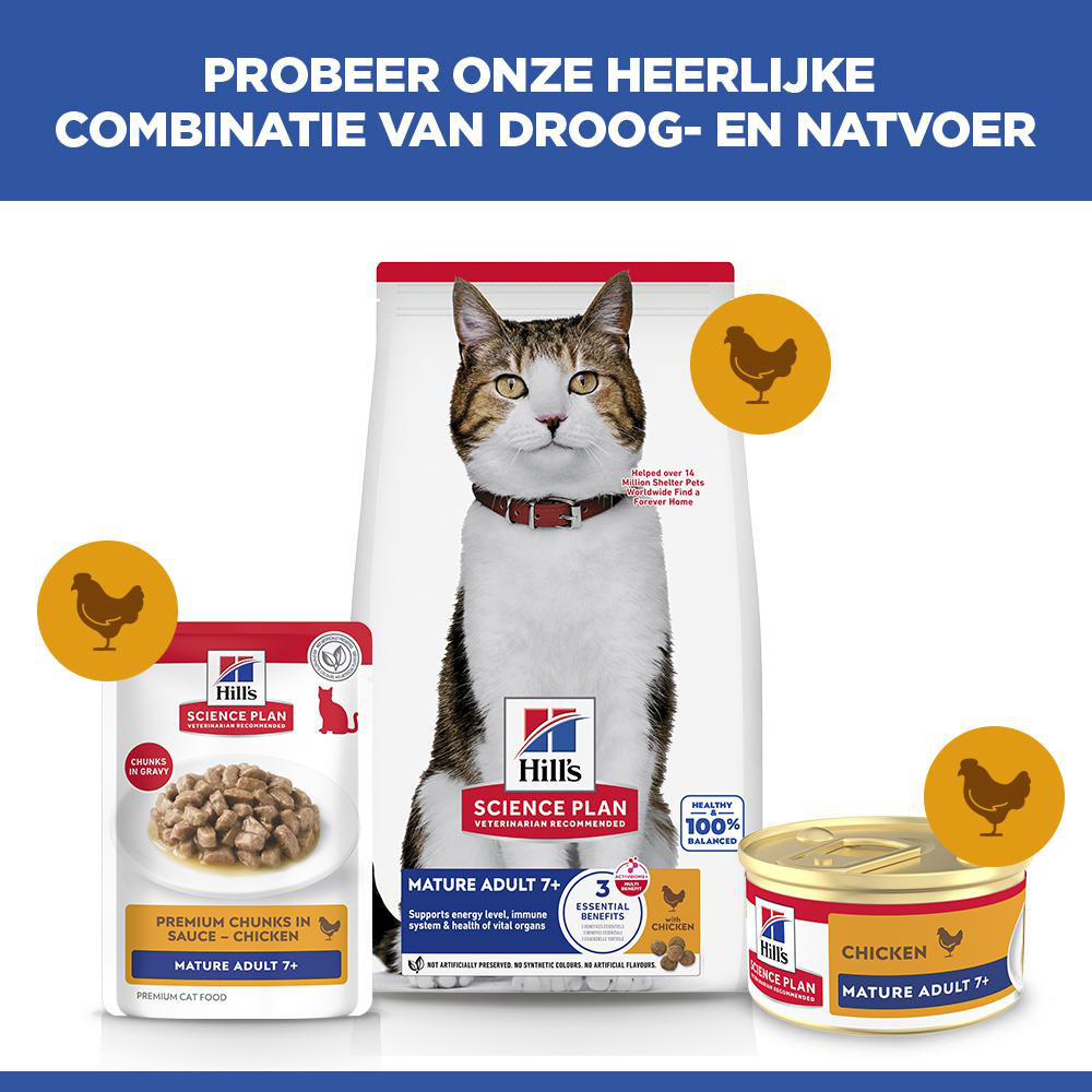 Hill's Mature Adult nat kattenvoer met kip (mousse) blik