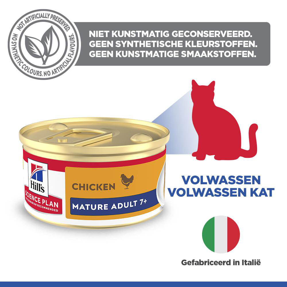 Hill's Mature Adult nat kattenvoer met kip (mousse) blik