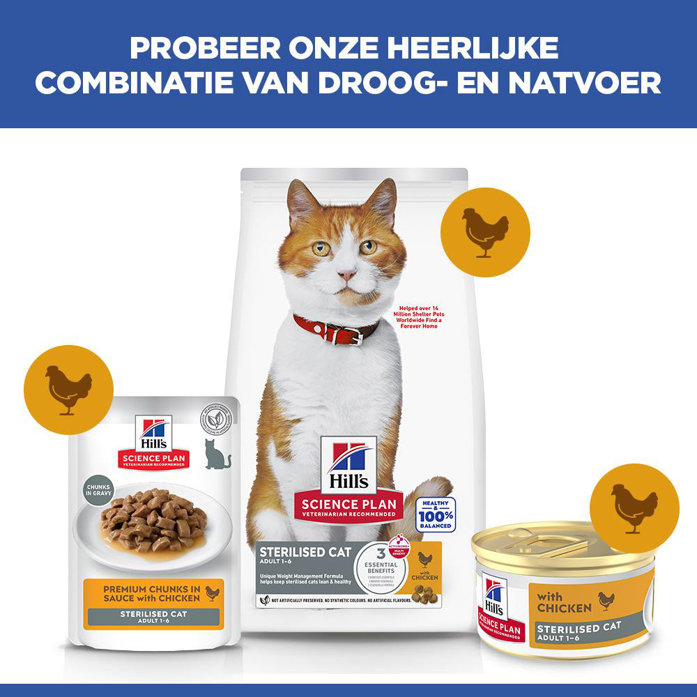 Hill's Adult Sterilised Cat nat kattenvoer met kip (mousse) blik