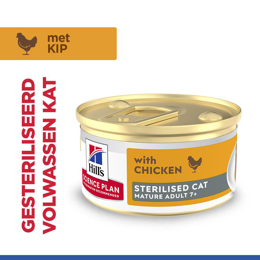 Hill's Mature Adult Sterilised Cat nat kattenvoer met kip (mousse) blik