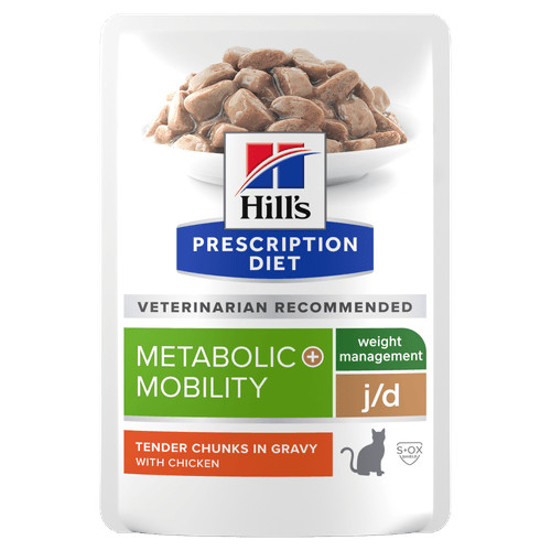 Hill's Prescription Diet J/D Weight Metabolic + Mobility nat kattenvoer met kip maaltijdzakje