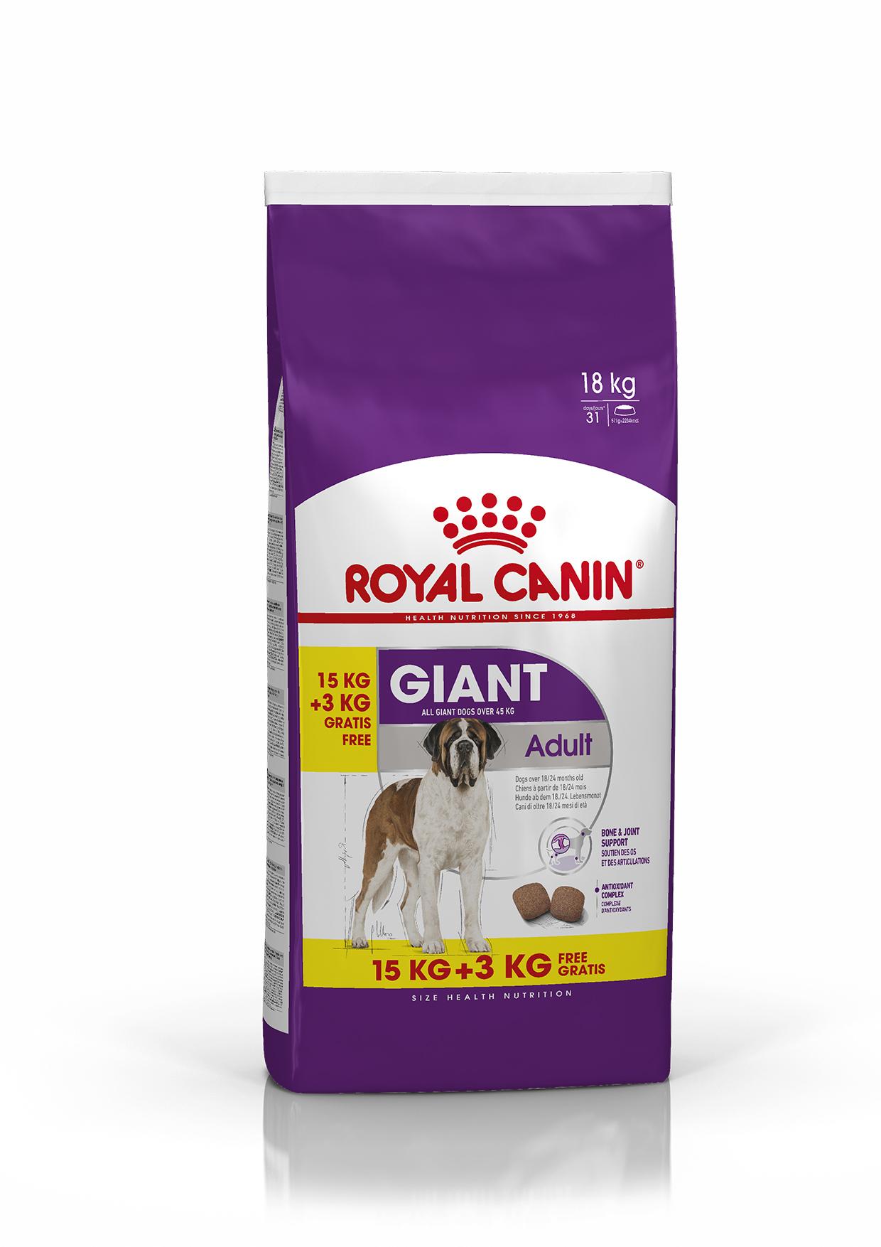 Afbeelding Royal Canin Giant adult hondenvoer 15 + 3 kg gratis door Brekz.nl