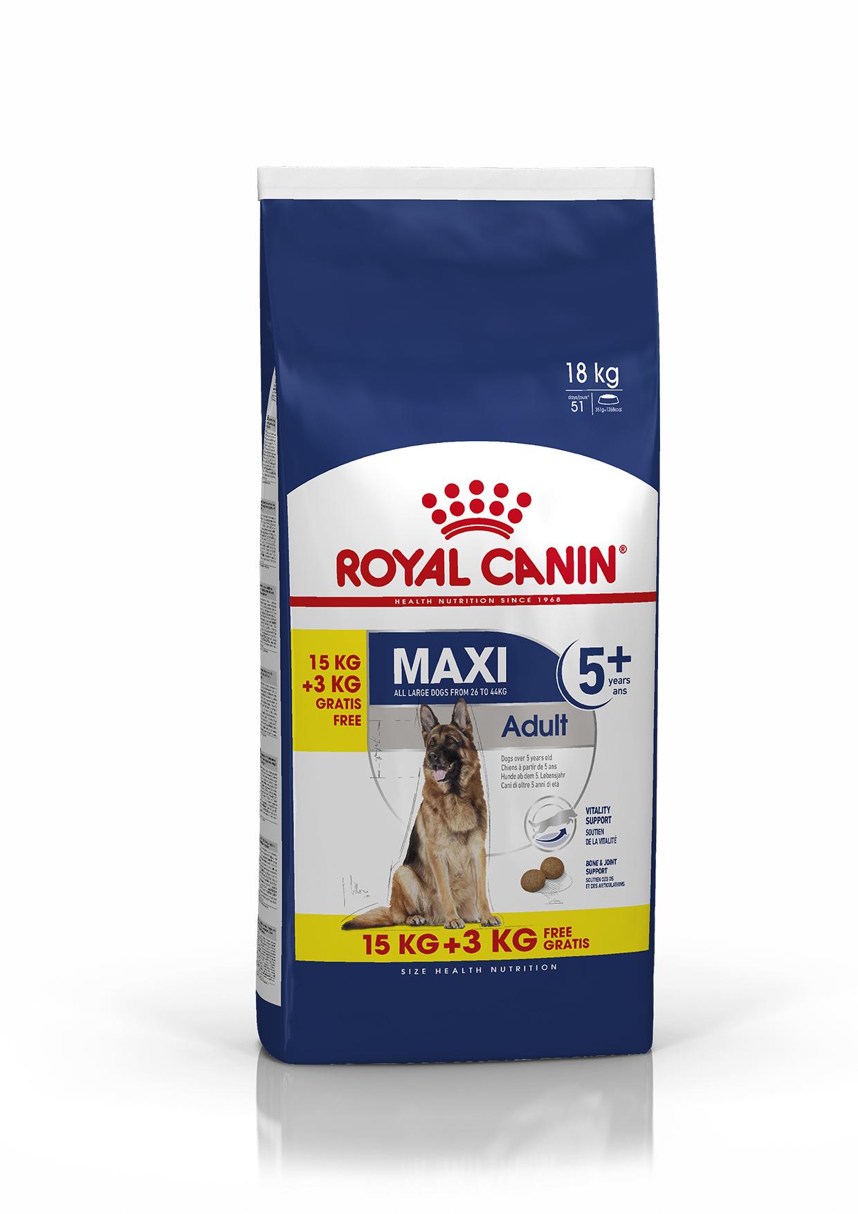 Afbeelding Royal Canin Maxi Adult 5+ hondenvoer 15 + 3 kg gratis door Brekz.nl