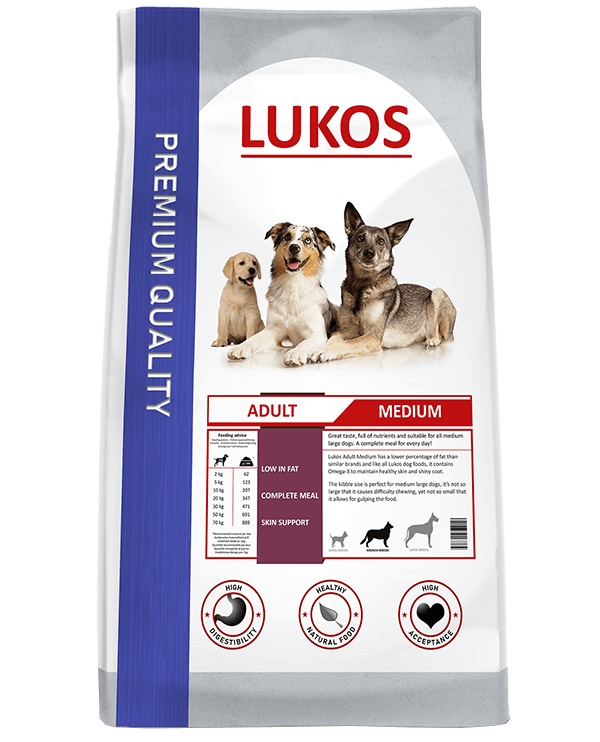 Afbeelding Lukos Adult Medium hondenvoer 12 kg + 12 kg Gratis door Brekz.nl